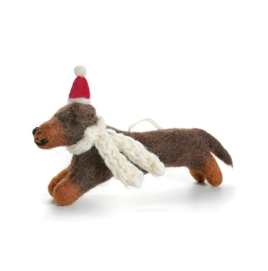 Sausage Dog With Hat & Scarf