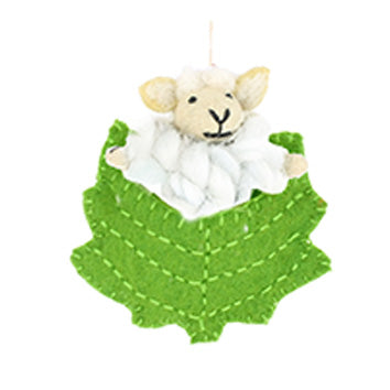 Sheep in Leaf Hanging Felt Easter Decoration