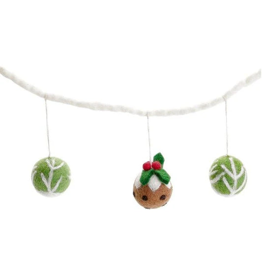 Sprout & Christmas Pudding Garland