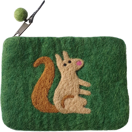 Squirrel Felted Wool Grey Purse ( Kneaded by Hand)